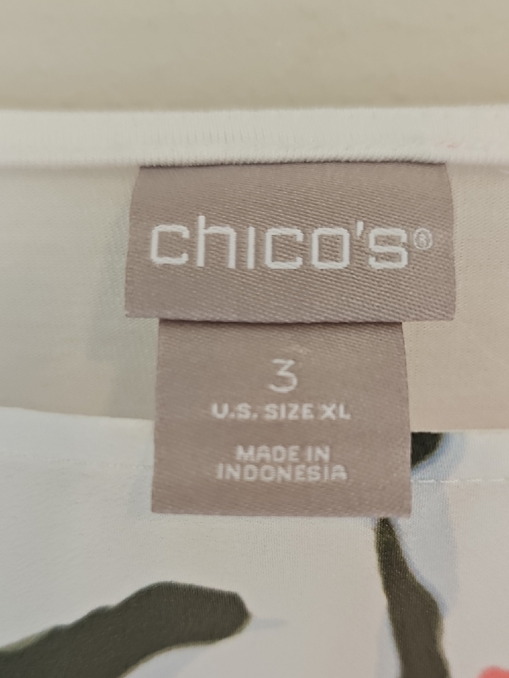 Chico's White Long Sleeve Tee with Pink & Coral Floral Print - Picture 3 of 7